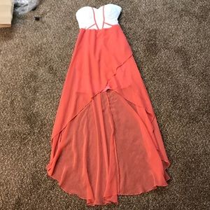 Coral high low dress